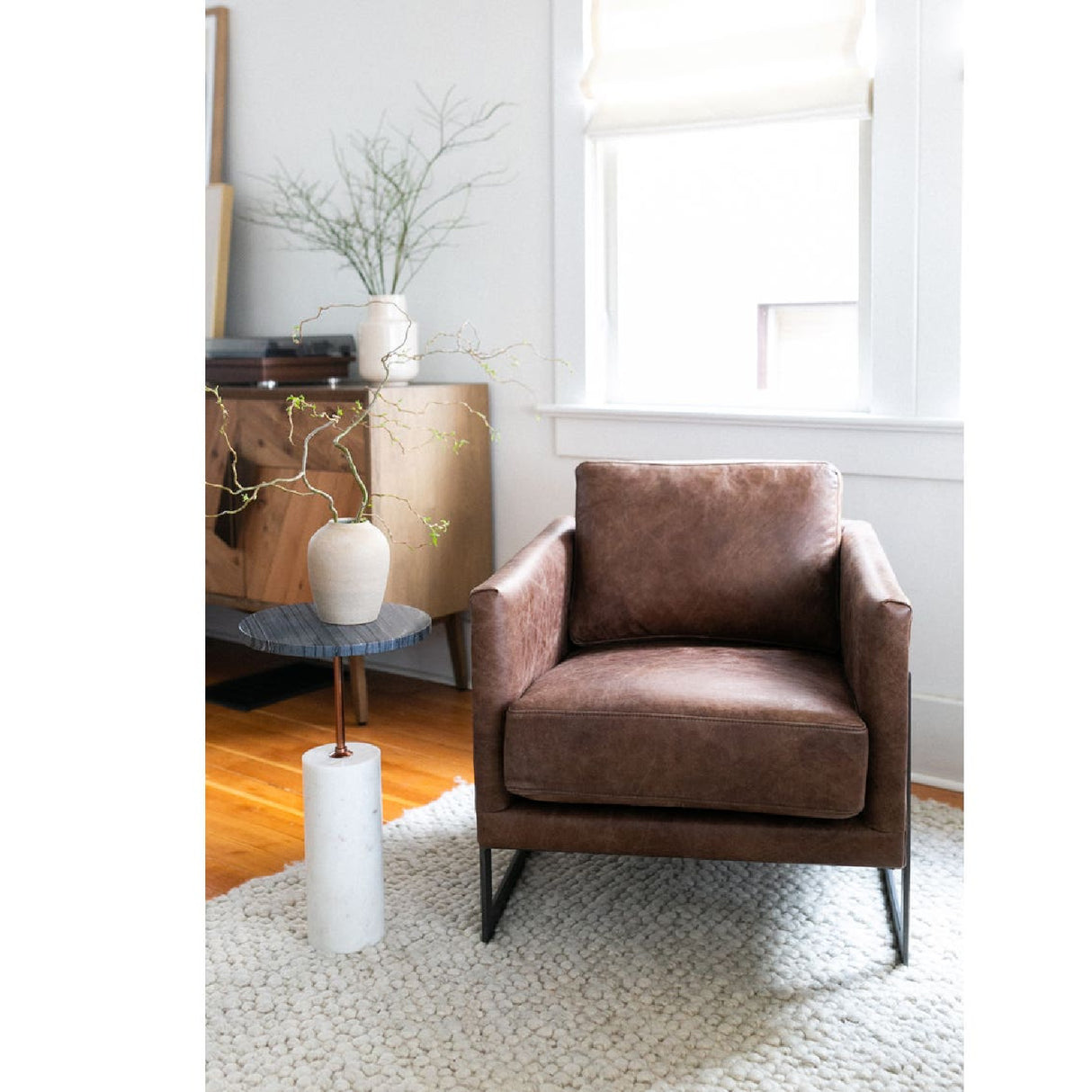 Modern European furniture - Leather Cantilevered Club Chair - www.oroa.com