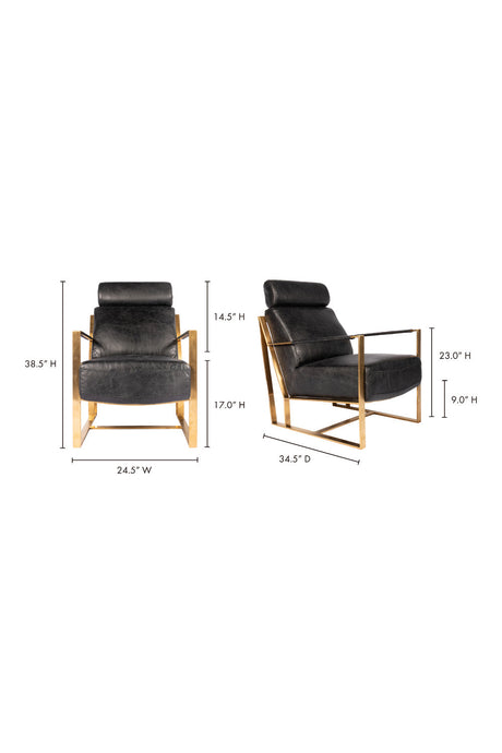 Modern European furniture - Black Leather Occasional Chair - www.oroa.com