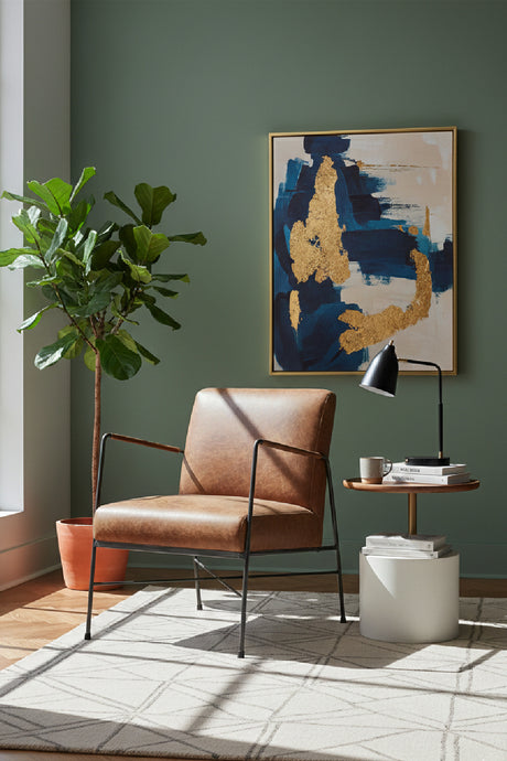 Iron Framed Brown Leather Armchair | Novi Living Dagwood | Oroa.com