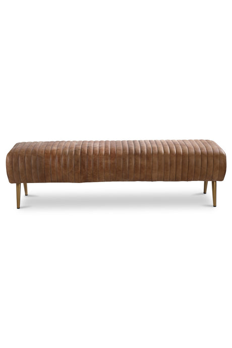 Ribbed Brown Leather Bench | Novi Living Endora | Oroa.com