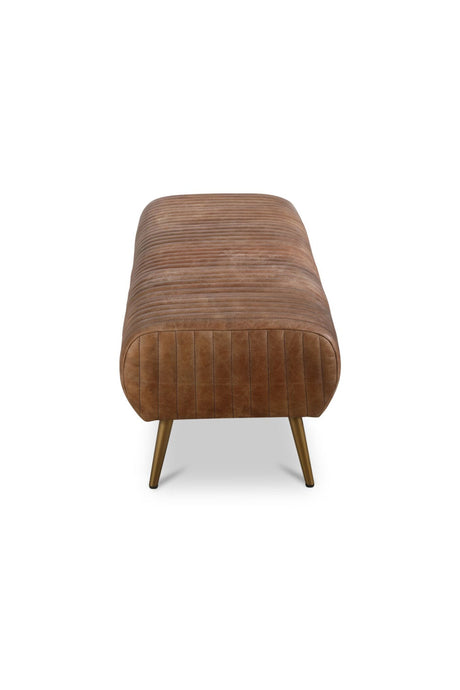 Modern European furniture - Ribbed Brown Leather Bench - www.oroa.com