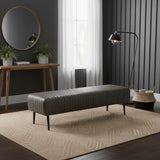 Modern European furniture - Quilted Green Leather Bench - www.oroa.com