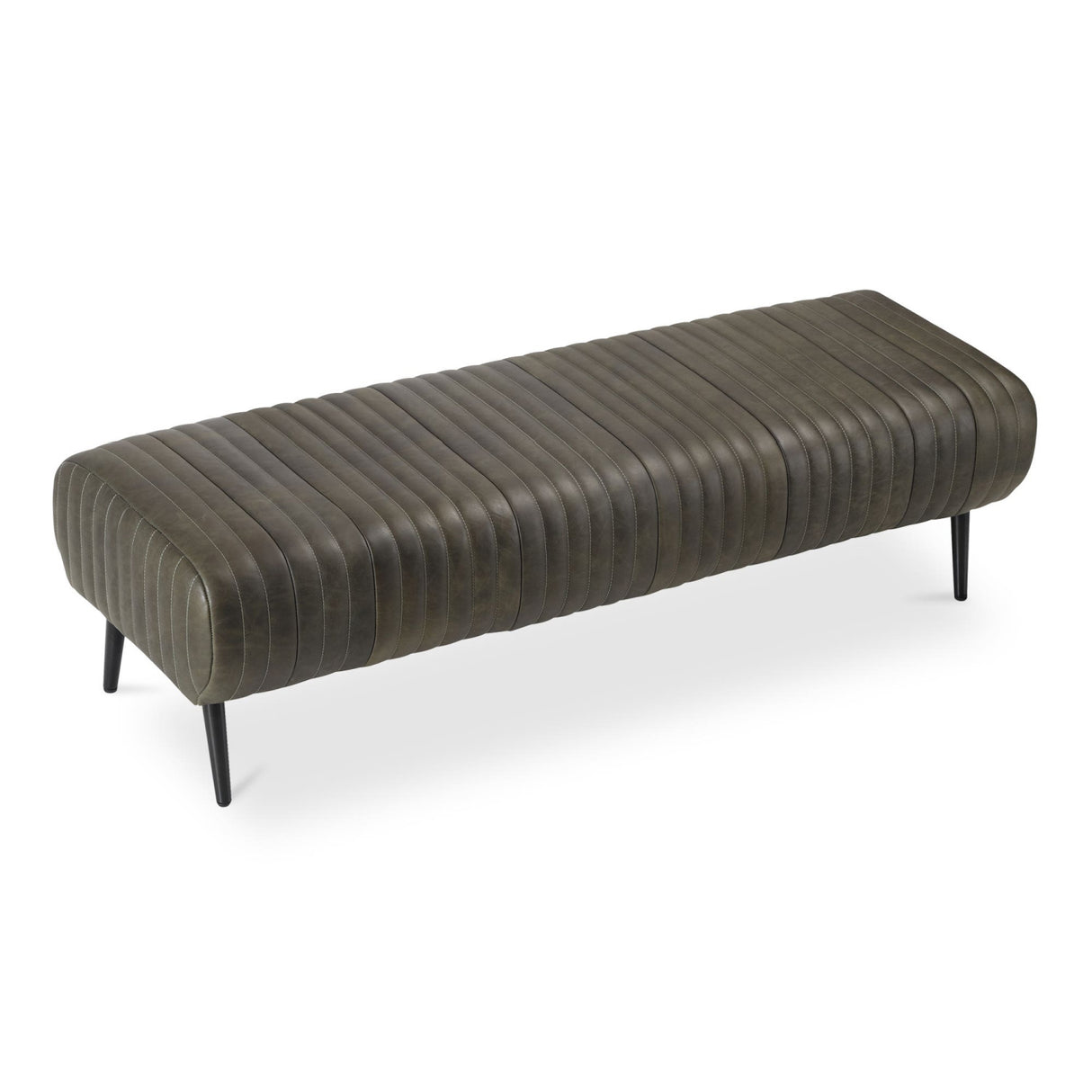 Modern European furniture - Quilted Green Leather Bench - www.oroa.com