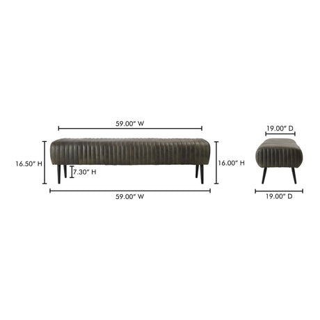 Modern European furniture - Quilted Green Leather Bench - www.oroa.com