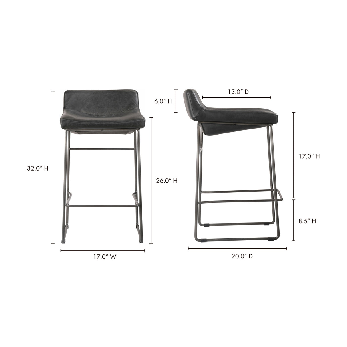 Modern European furniture - Leather Backless Counter Stools (2) - www.oroa.com