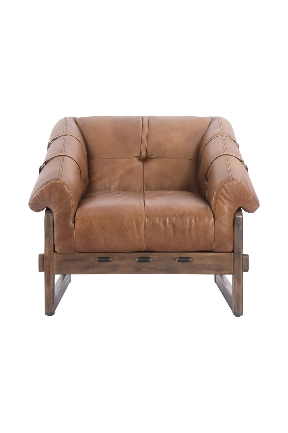 Modern European furniture - Brown Leather Strapped Accent Chair - www.oroa.com