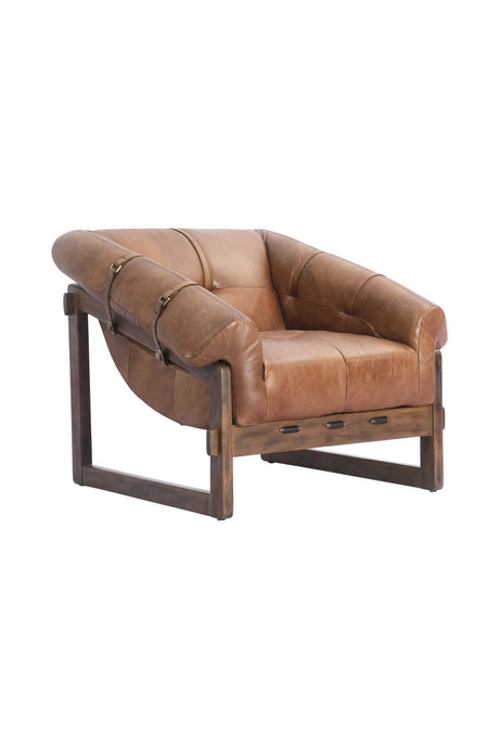 Brown Leather Strapped Accent Chair | Novi Living Bellos | Oroa.com