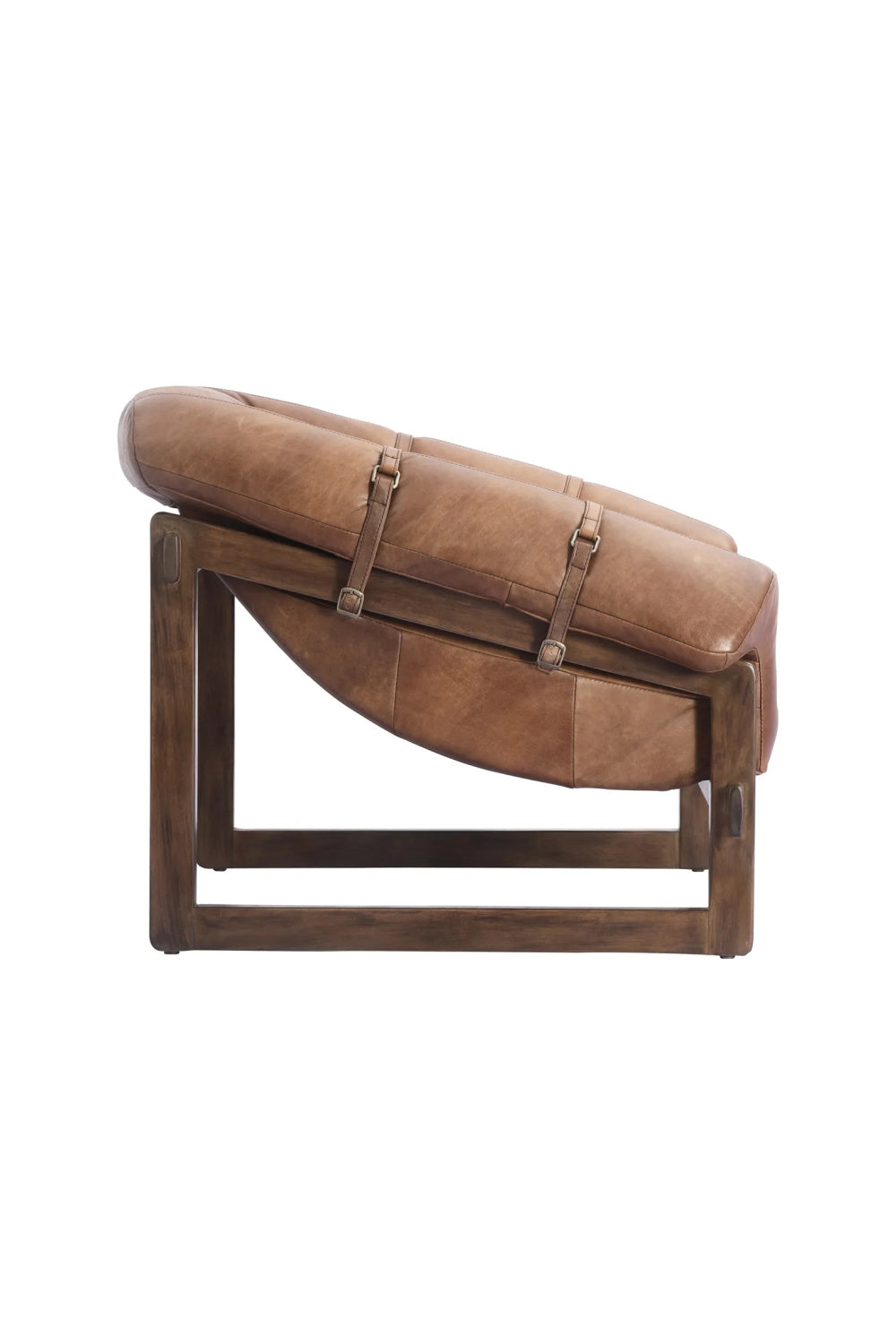 Modern European furniture - Brown Leather Strapped Accent Chair - www.oroa.com