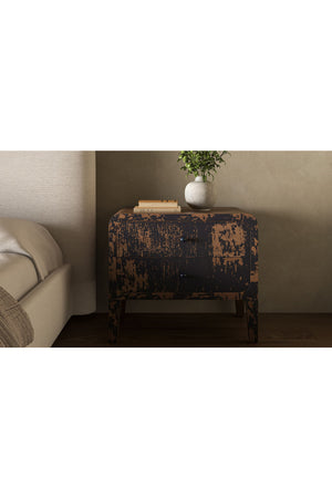 Modern European furniture - Distressed Black 2-Drawer Nightstand - www.oroa.com