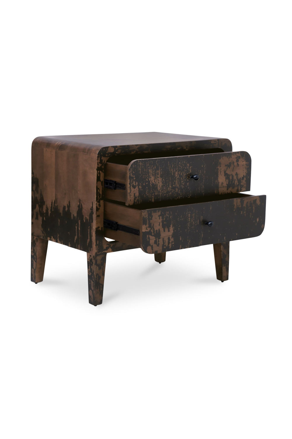 Modern European furniture - Distressed Black 2-Drawer Nightstand - www.oroa.com