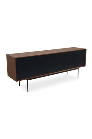 Black Ribbed 4-Door Sideboard | Novi Living Araya | Oroa.com