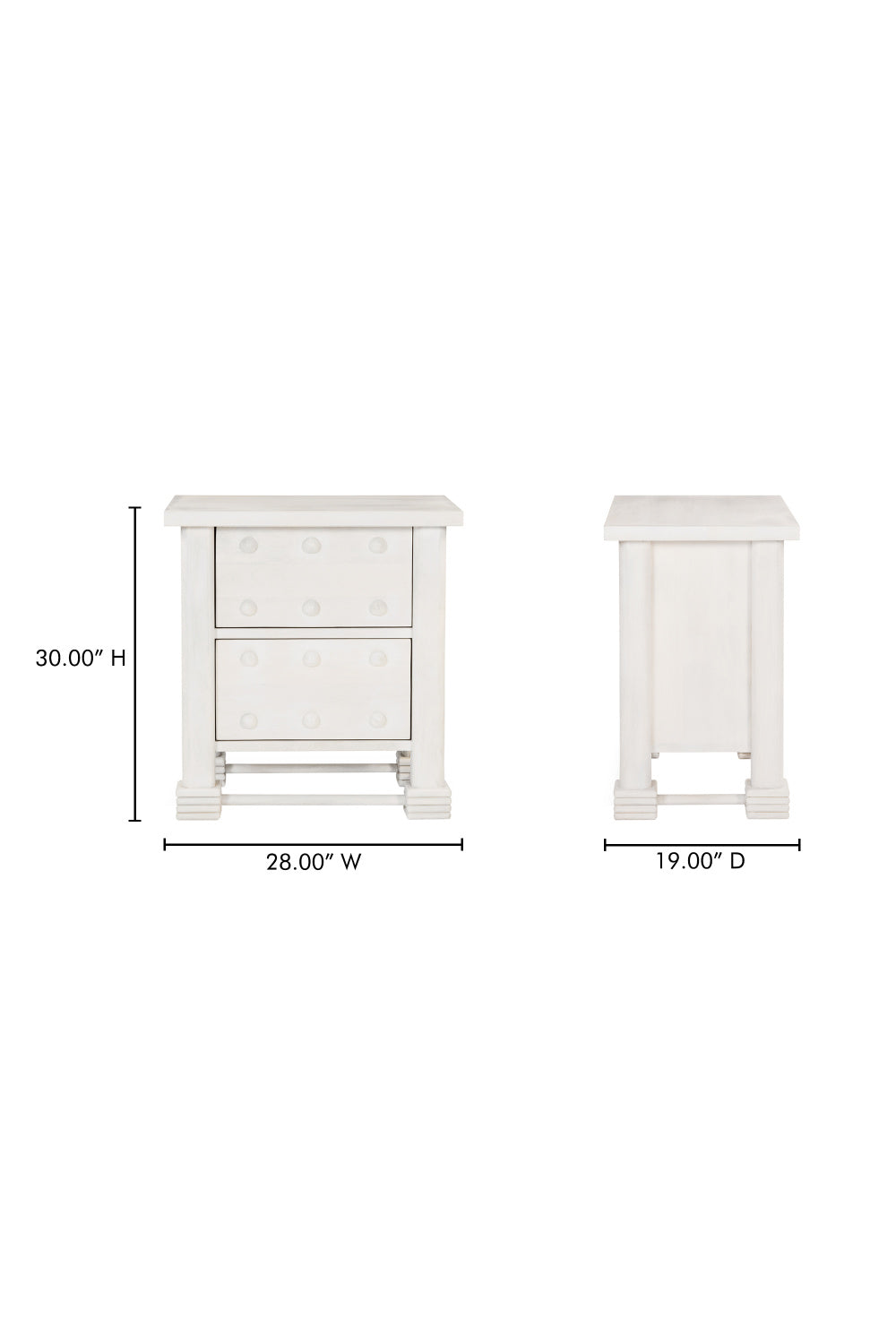 Modern European furniture - Whitewashed 2-Drawer Nightstand - www.oroa.com