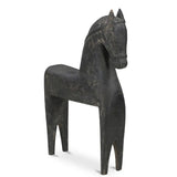 Modern European furniture - Black Wooden Horse Sculpture - www.oroa.com