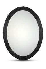 Modern European furniture - Aged Black Oval Mirror - www.oroa.com