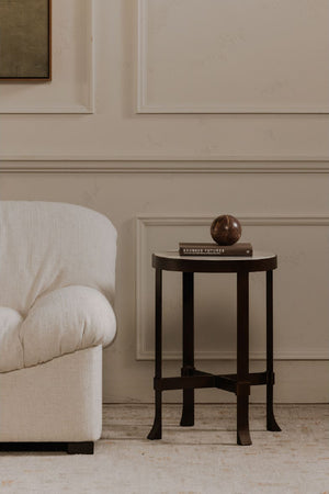 Round Travertine Accent Table | Novi Living Holli | Oroa.com