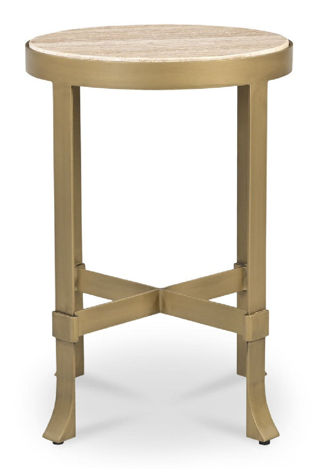 Round Travertine Accent Table | Novi Living Holli | Oroa.com
