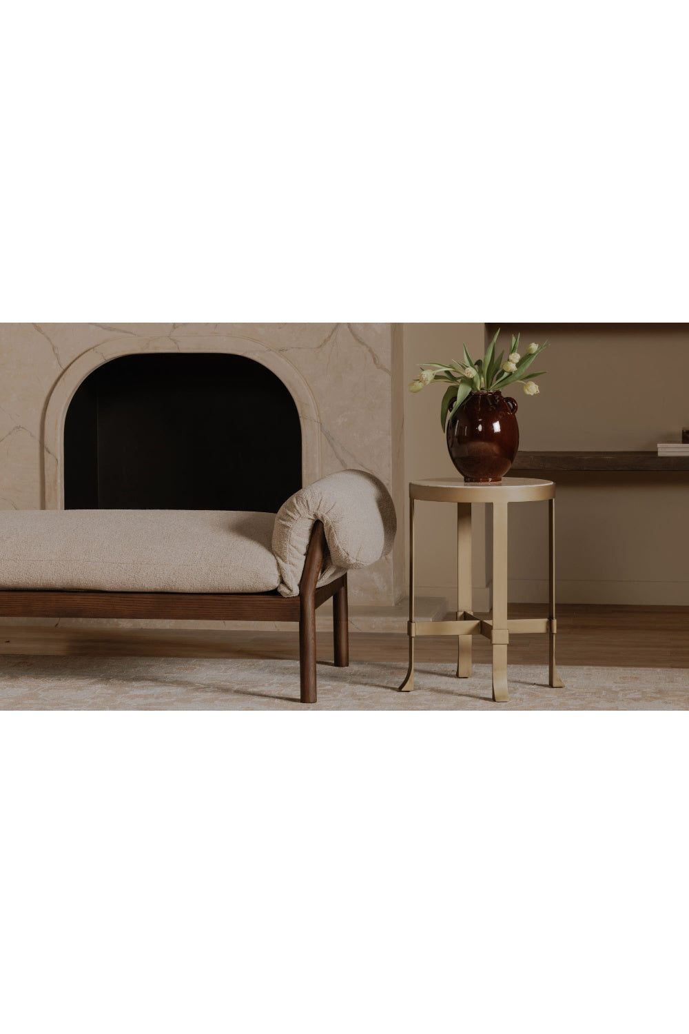 Round Travertine Accent Table | Novi Living Holli | Oroa.com