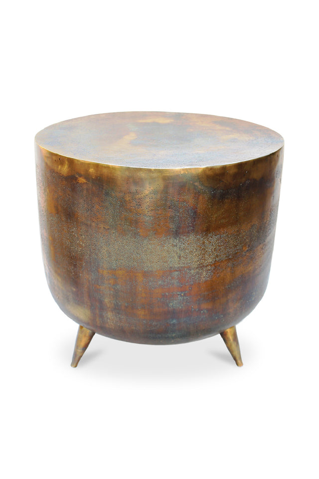 Brass Drum-Style Accent Table | Novi Living Kettel | Oroa.com