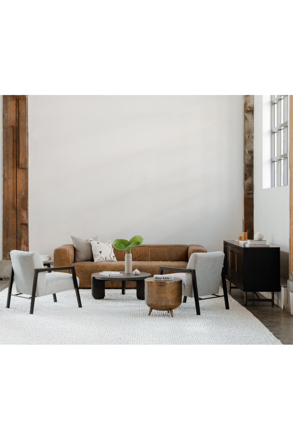 Brass Drum-Style Accent Table | Novi Living Kettel | Oroa.com