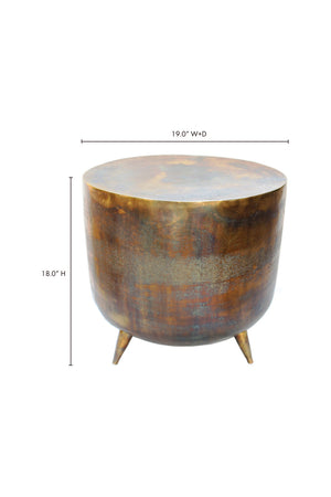 Brass Drum-Style Accent Table | Novi Living Kettel | Oroa.com