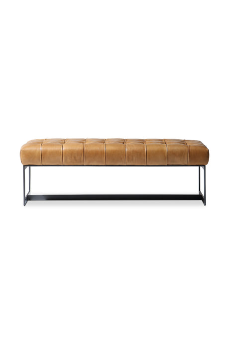 Tan Leather Tufted Bench | Novi Living Wyatt | Oroa.com