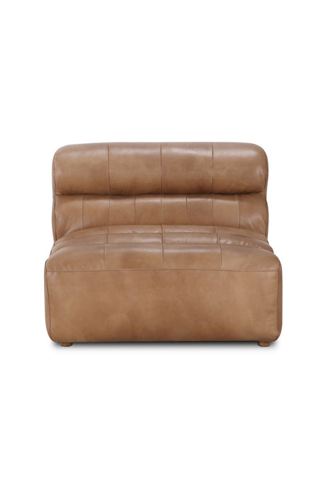 Modern European furniture - Ribbed Tan Leather Slipper Chair - www.oroa.com