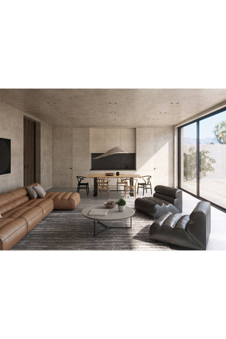 Modern European furniture - Ribbed Tan Leather Chaise Lounge - www.oroa.com