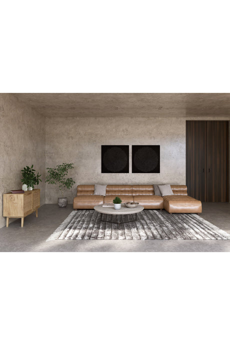 Modern European furniture - Ribbed Tan Leather Chaise Lounge - www.oroa.com