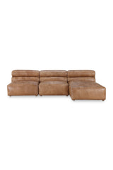 Modern European furniture - Ribbed Tan Leather Sectional Sofa - www.oroa.com
