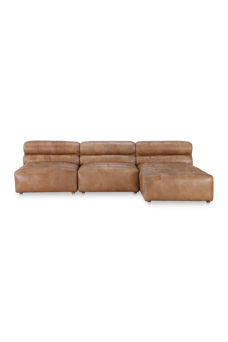 Ribbed Tan Leather Sectional Sofa | Novi Living Ramsay | Oroa.com
