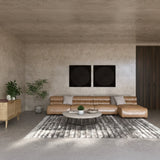 Ribbed Tan Leather Sectional Sofa | Novi Living Ramsay