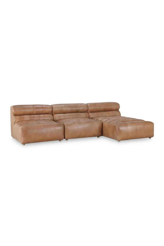 Ribbed Tan Leather Sectional Sofa | Novi Living Ramsay | Oroa.com