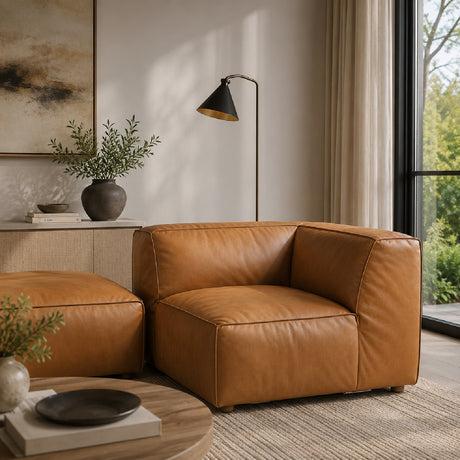 Modern or European furniture - Tan Leather Corner Chair - www.oroa.com