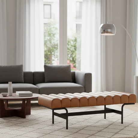 Channeled Leather Bench | Novi Living Harrison
