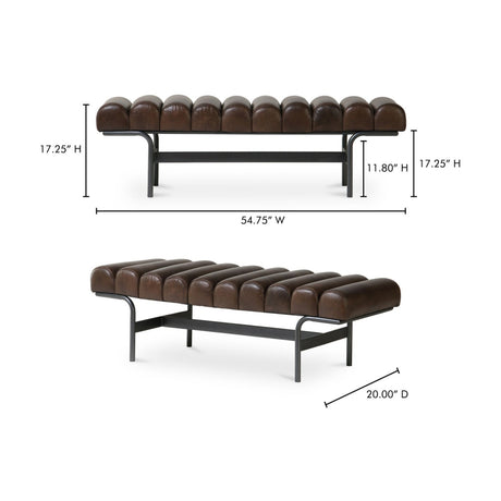 Modern European furniture - Channeled Leather Bench - www.oroa.com