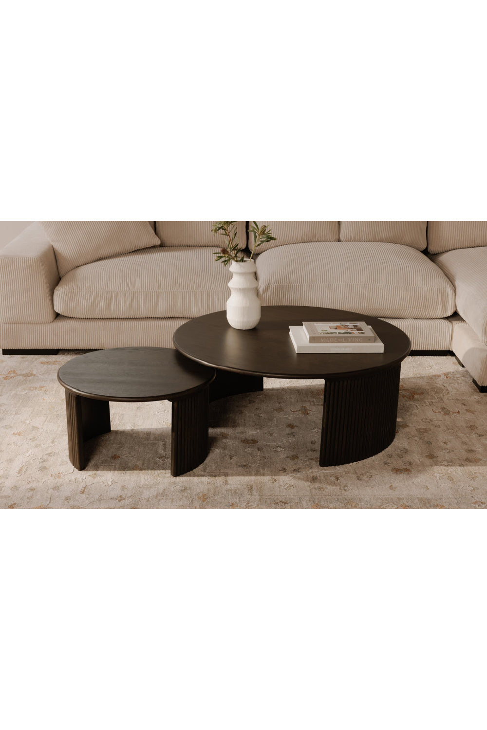 Oak Fluted Base Coffee Table | Novi Living Penny