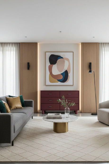 Red Wooden 6-Drawer Dresser | Novi Living Jolene