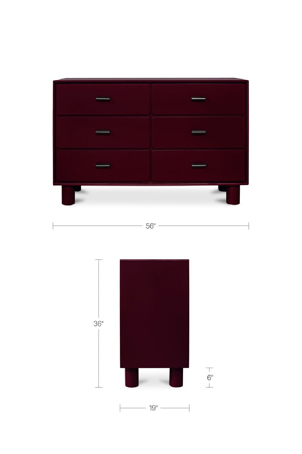 Red Wooden 6-Drawer Dresser | Novi Living Jolene