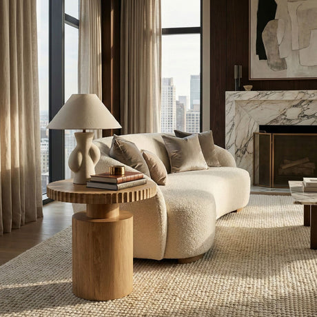 Fluted Round Oak Side Table | Novi Living Leigh | Oroa.com