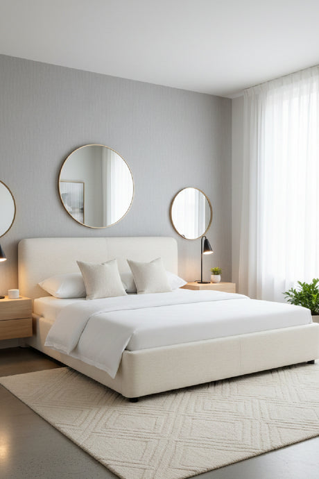 White Linen Queen Bed | Novi Living Samara | Oroa.com