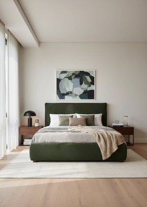 Modern European furniture - Green Linen Blend King Bed - www.oroa.com