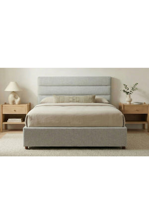 Modern European furniture - Gray Channeled Queen Bed - www.oroa.com