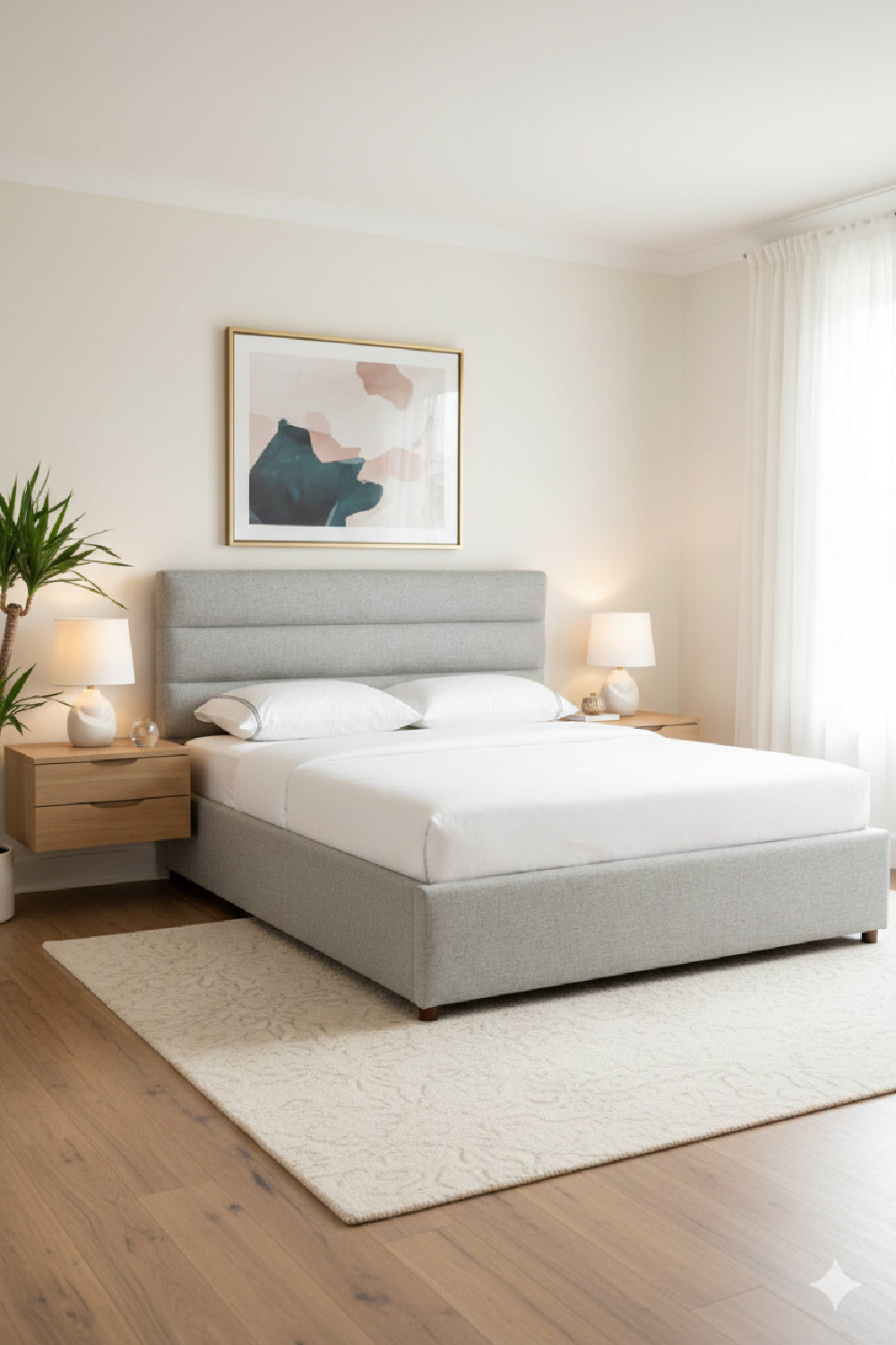 Modern European furniture - Gray Channeled Queen Bed - www.oroa.com