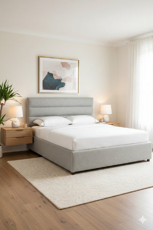 Modern European furniture - Gray Channeled Queen Bed - www.oroa.com