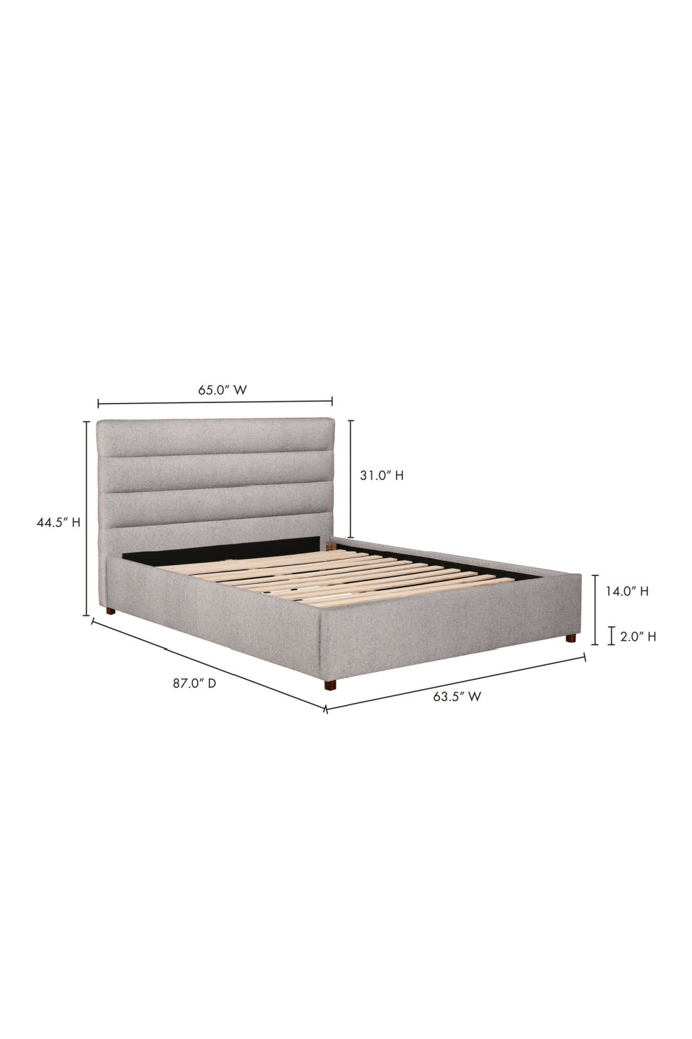 Modern European furniture - Gray Channeled Queen Bed - www.oroa.com