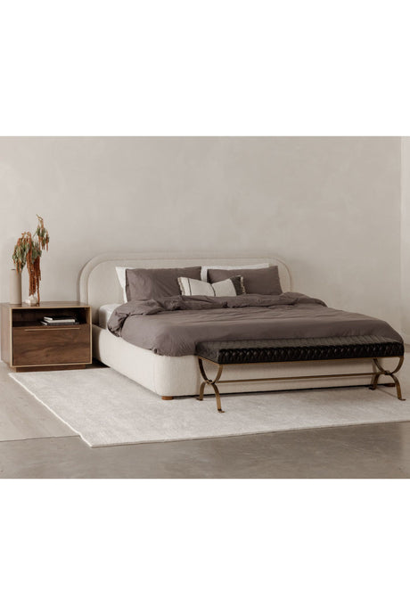 Modern European furniture - Beige Velvet Queen Bed - www.oroa.com