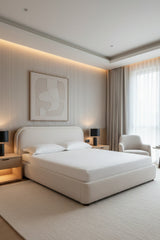 Modern European furniture - Beige Velvet Queen Bed - www.oroa.com