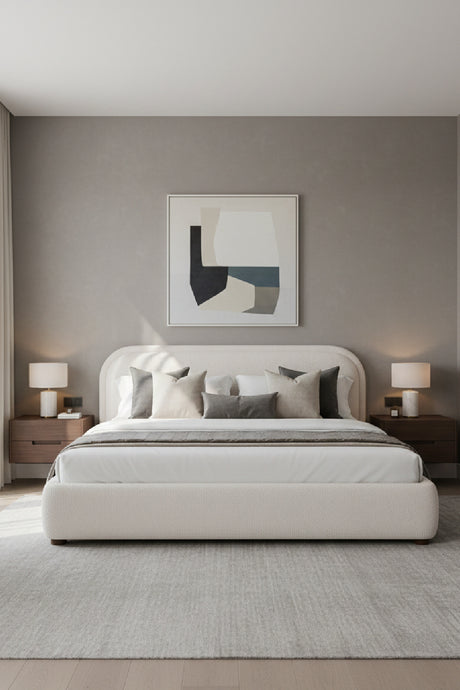 Cream Velvet King Bed | Novi Living Colin | Oroa.com