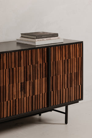Modern European furniture - Reeded Wood 4-Door Sideboard - www.oroa.com