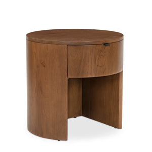 Modern European furniture - Oak Round 1-Drawer Nightstand - www.oroa.com